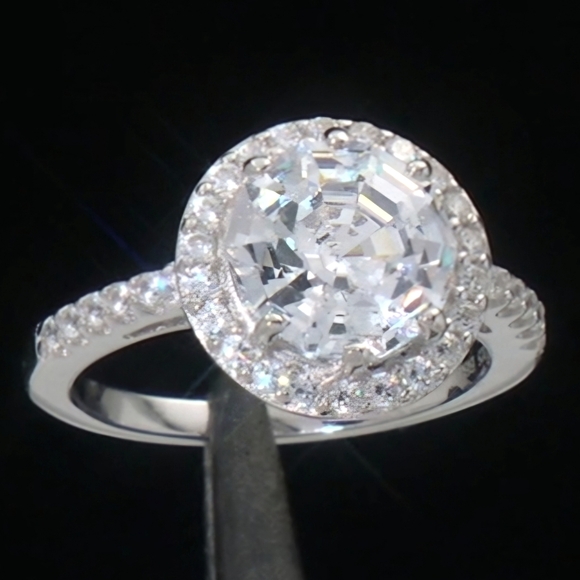 Gorgeous Antique Style Round Halo Solitaire Ring. Specialty cut stone.